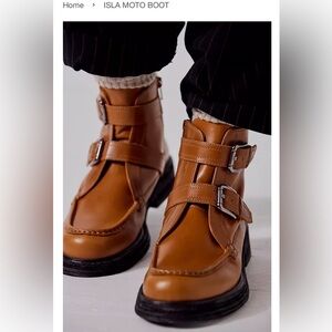 Free People™ Women's 8.5 B Isla Moto Boot in Caramel Cafe Leather -